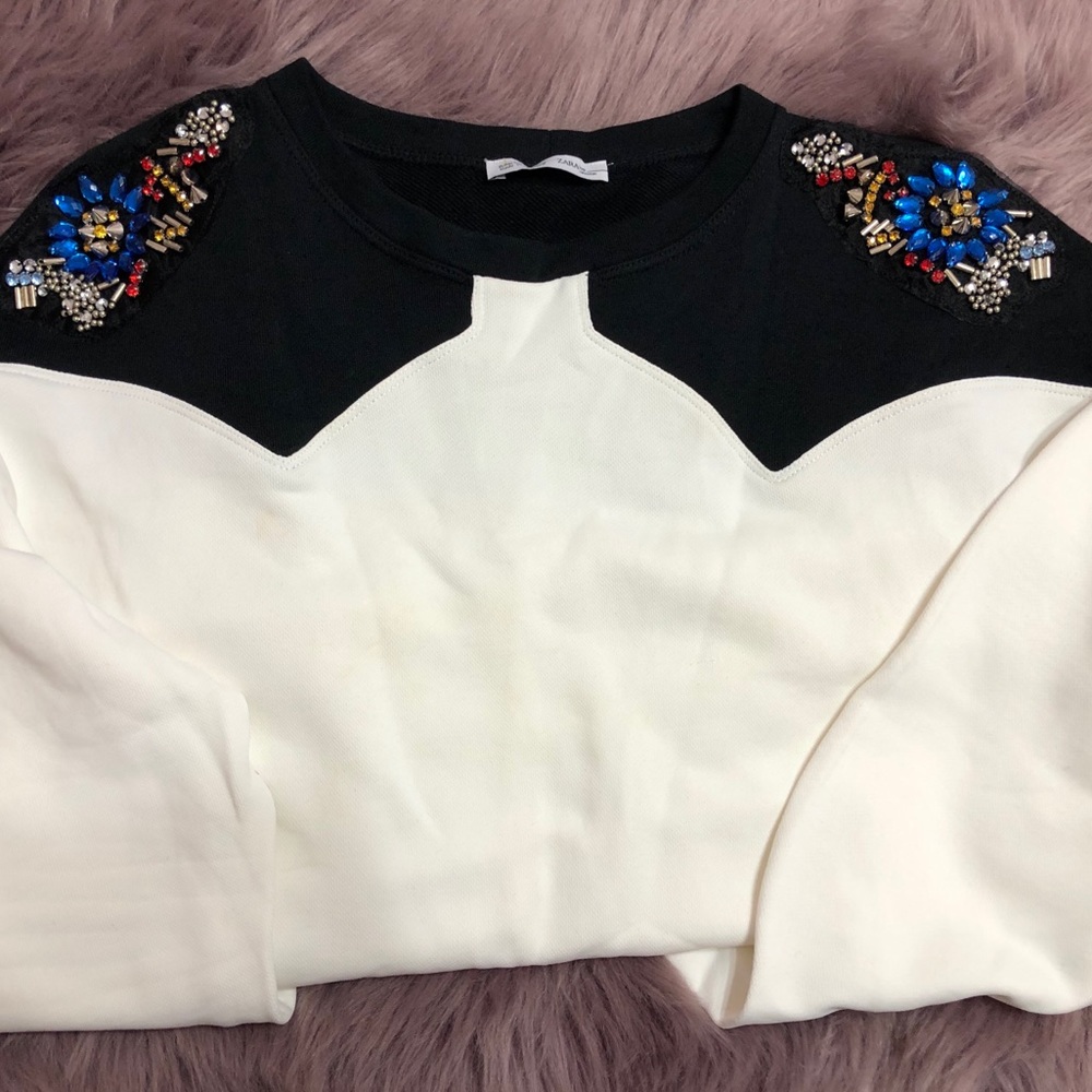 Beaded shoulder sweater dress